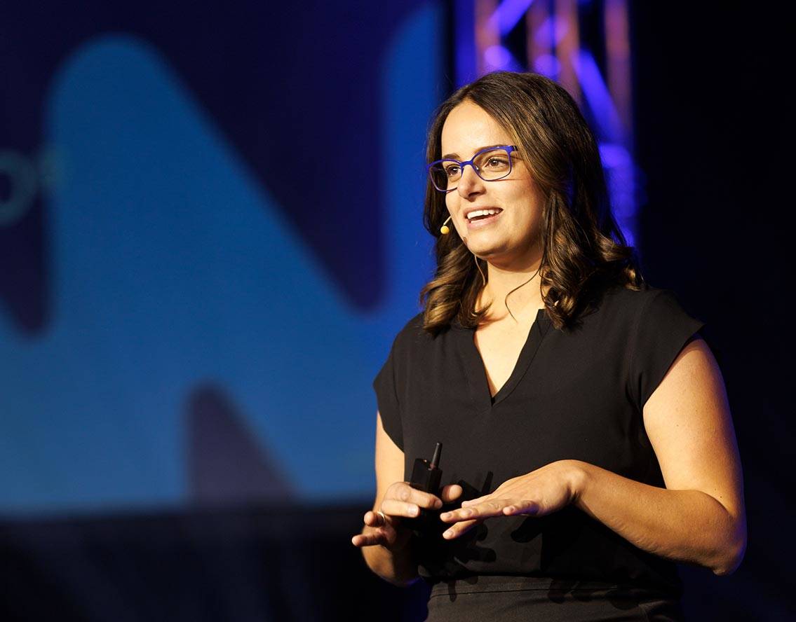 A team member doing a presentation at the Premier Tech Summit