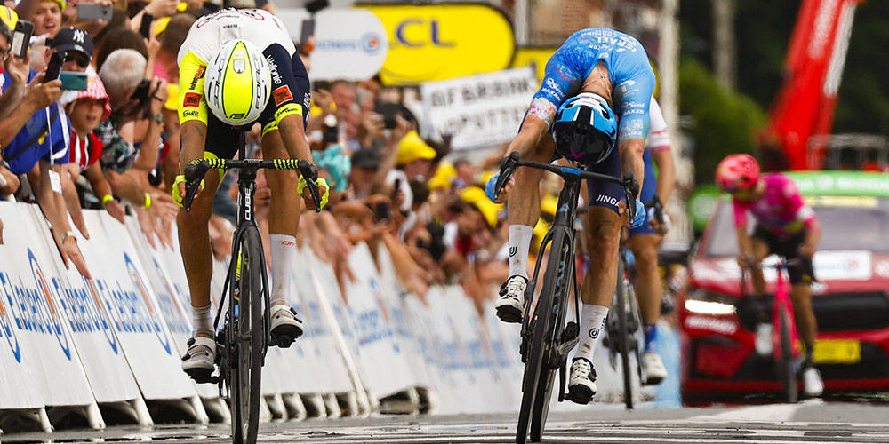 Cyclists from the Israel - Premier Tech team at the Tour de France